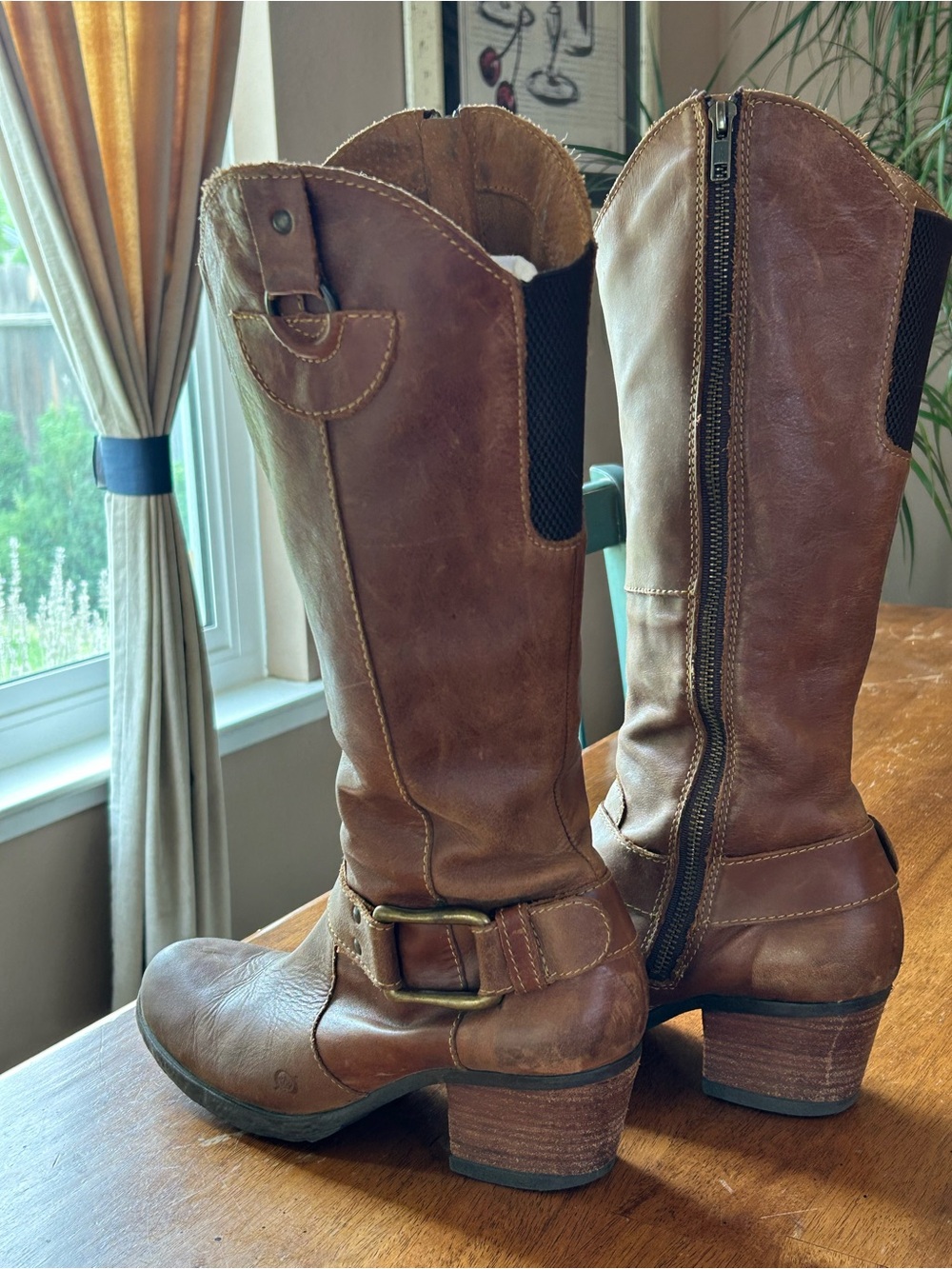 Women's Born Loreza Tall Leather Boots Western Rustic Sz 9